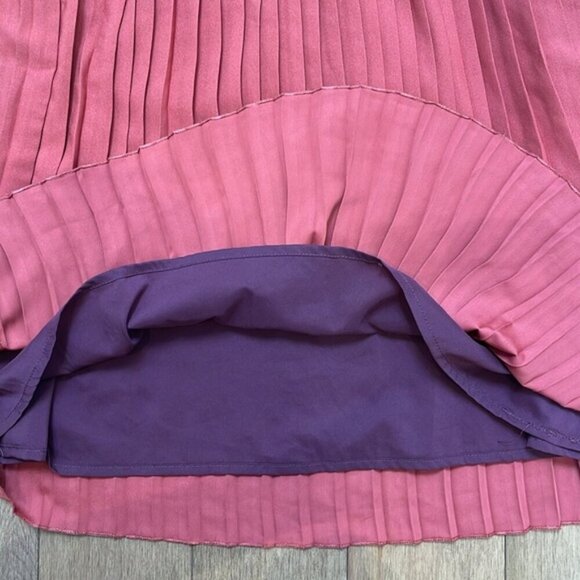 ModCloth Just My Typist Long Sleeve Shirt Dress In Brick pleated skirt sz XXS - Picture 10 of 15